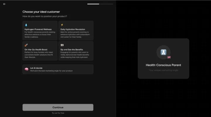 Copywriting por IA baseado em persona do Dropmagic, mirando públicos específicos