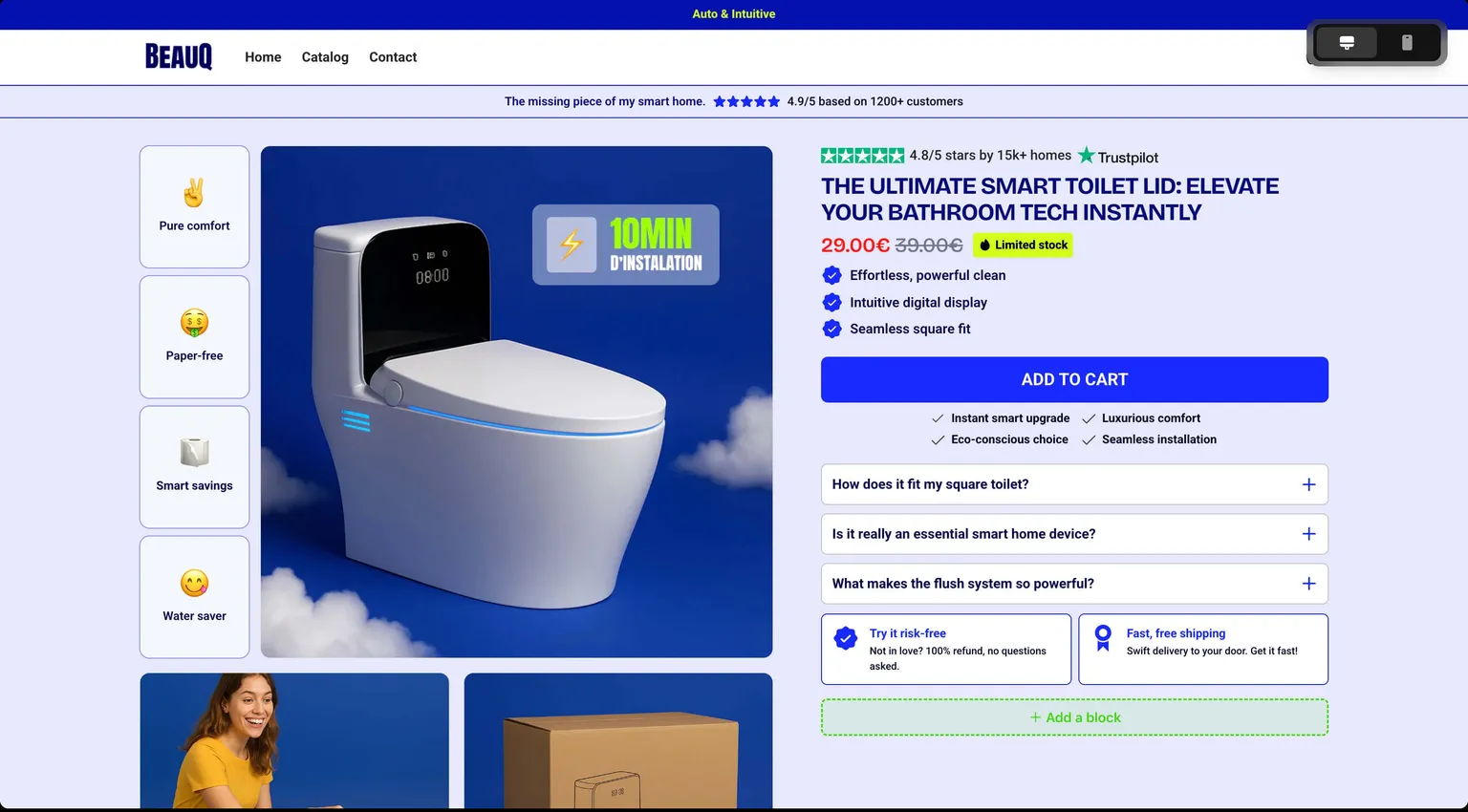 An example AI-generated store built with DropMagic — unique design and persona-based copy