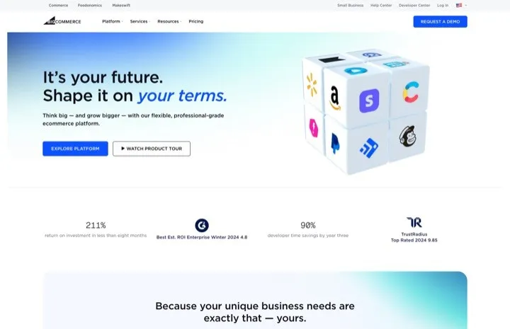 Home do BigCommerce — uma plataforma de ecommerce corporativa comparada para dropshipping