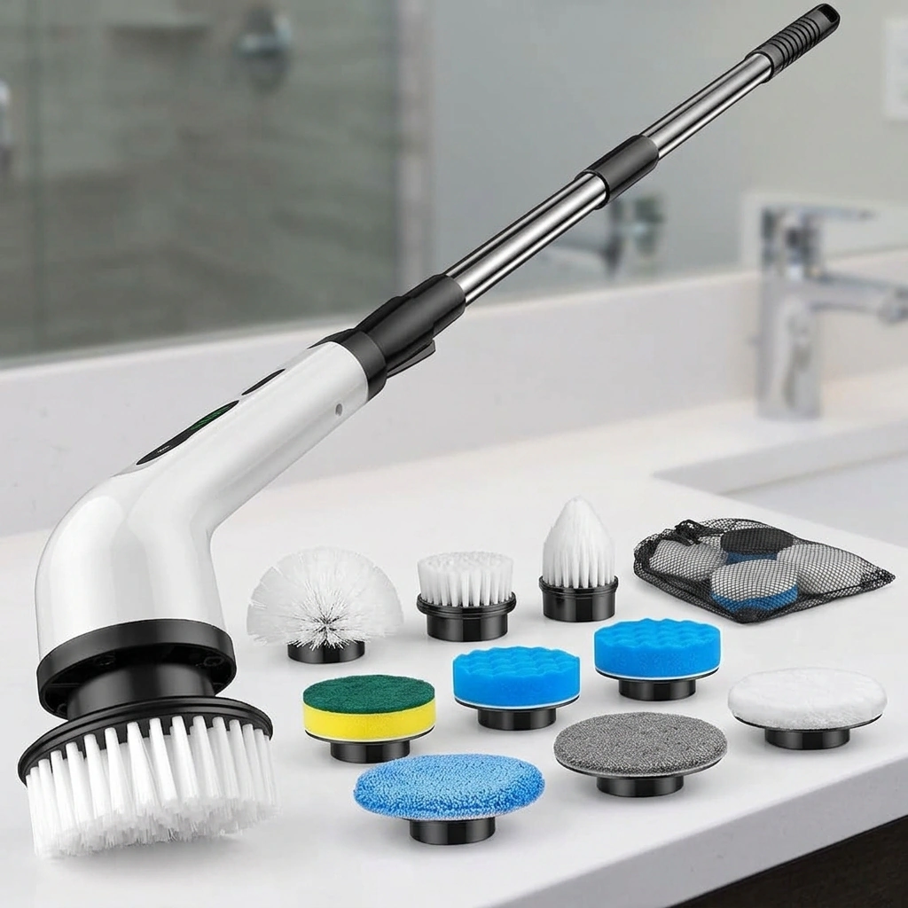 Sparkle Up! The 9-in-1 Electric Brush for Effortless Cleaning Fun!